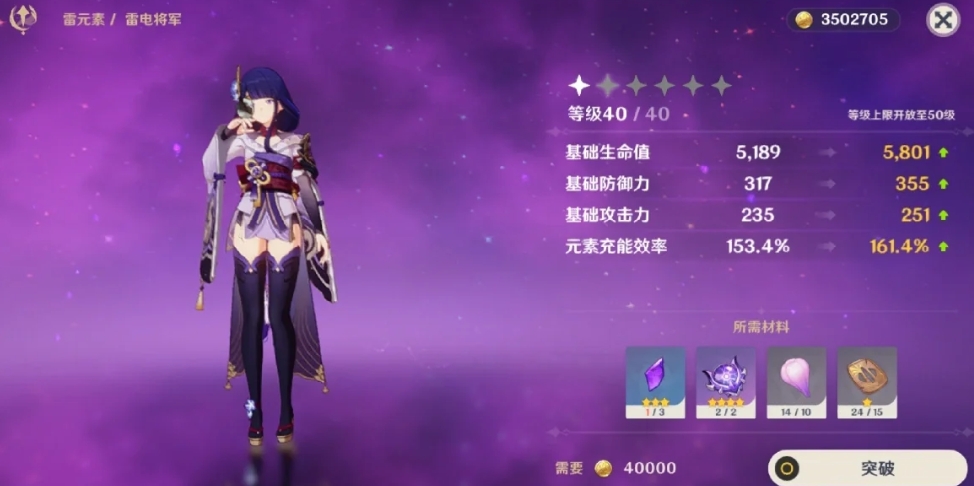 原神雷神突破材料有哪些