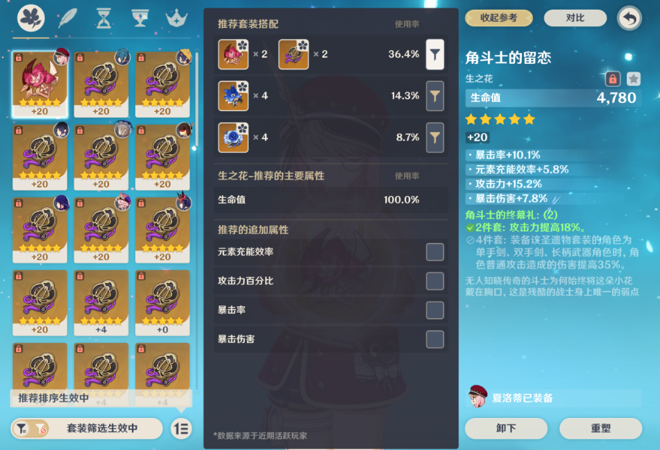 原神夏洛蒂圣遗物选哪套